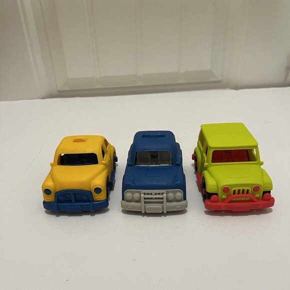Just B Toys Happy Cruisers Mini Cars Vehicle Lot of 3 Battat Green Blue Yellow - Picture 2 of 10